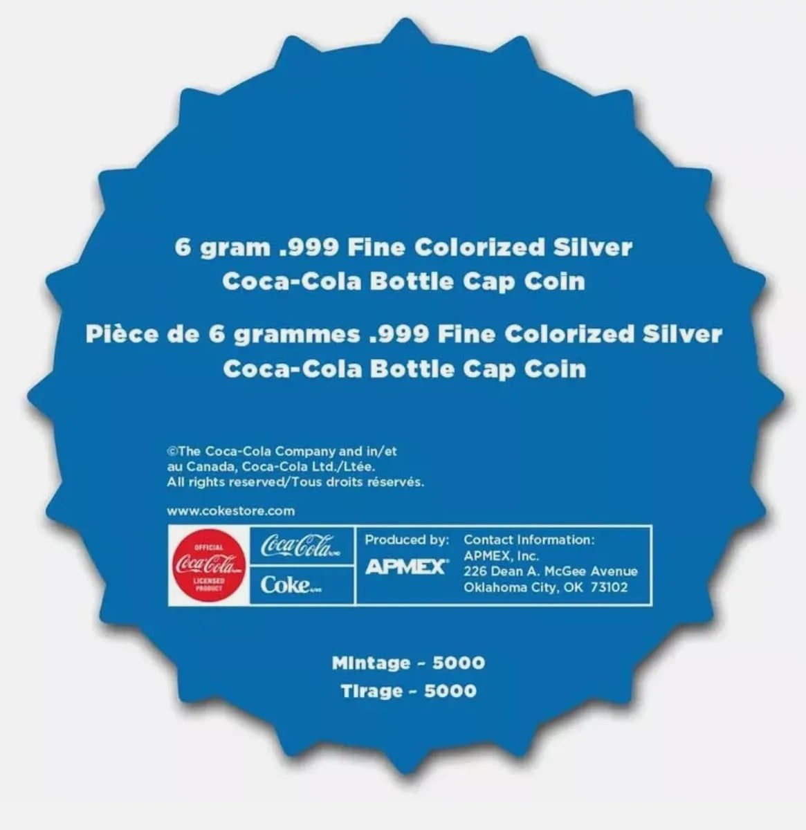 6g .999 Silver Coca Cola Cap Polar Bear