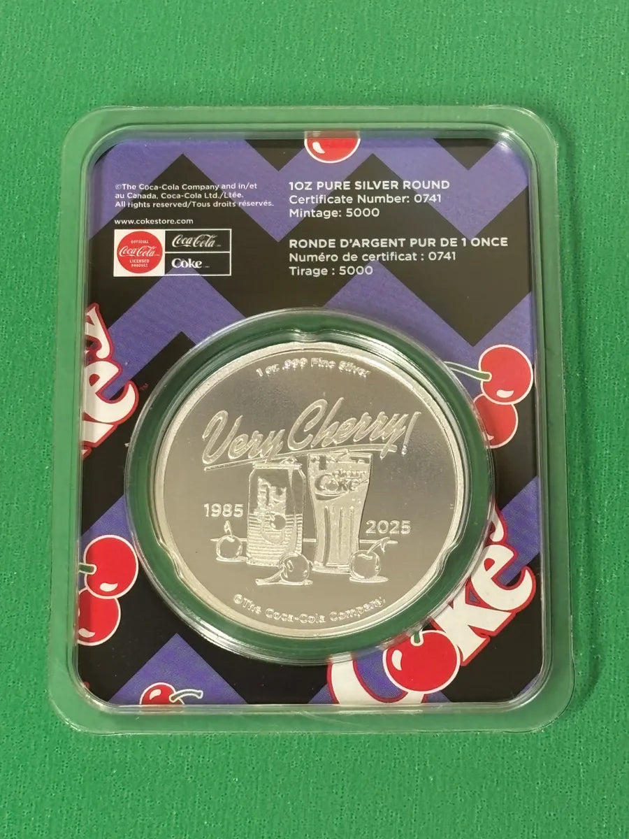 1oz .999 Silver Cherry Coke Round In TEP