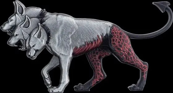 2025 South Korea Mythical Beasts Cerberus 2oz .999 Silver Antiqued Colorized Stacker