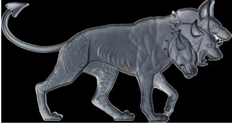 2025 South Korea Mythical Beasts Cerberus 2oz .999 Silver Antiqued Colorized Stacker