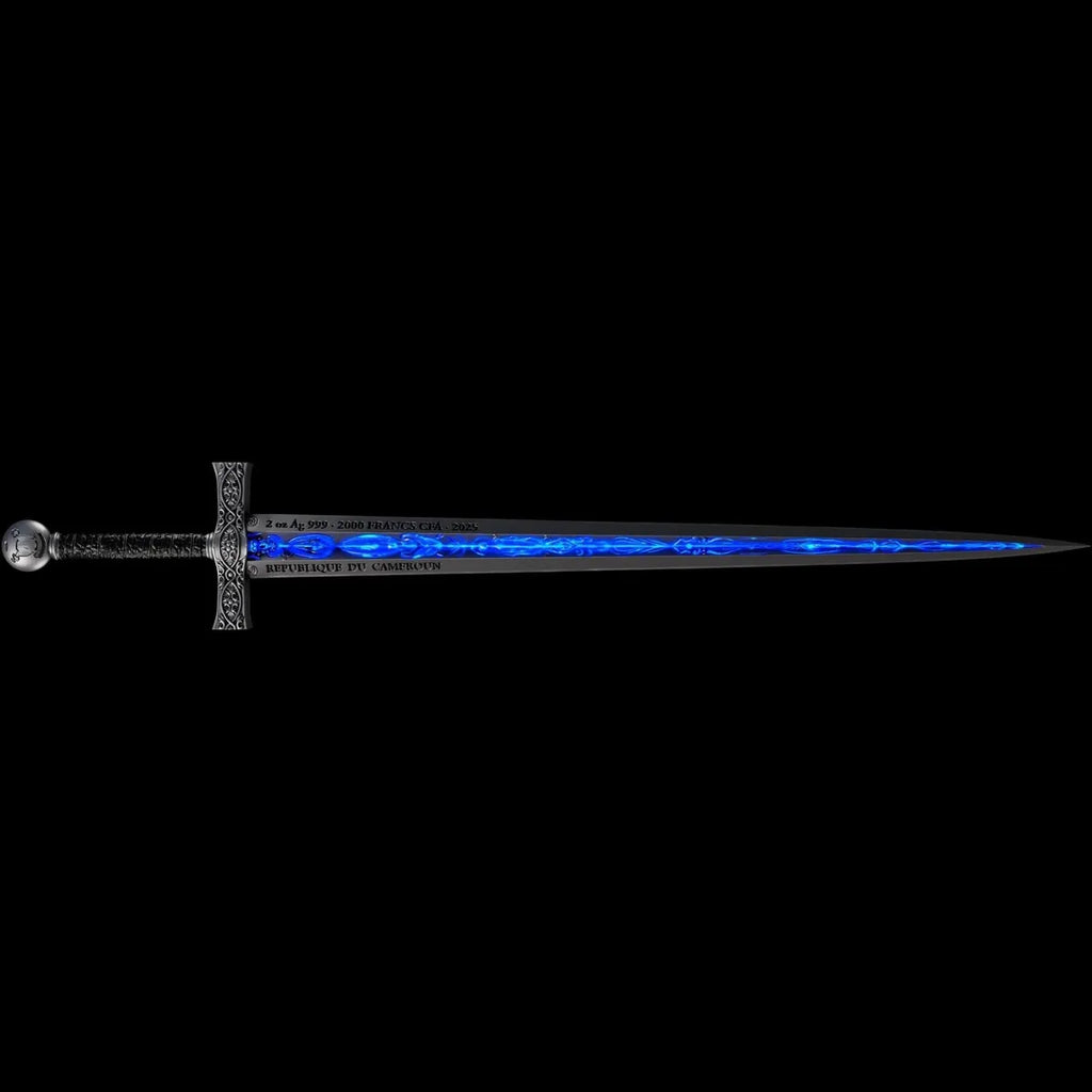 2oz .999 Silver Excalibur Sword Shapped Coin With UV Effect