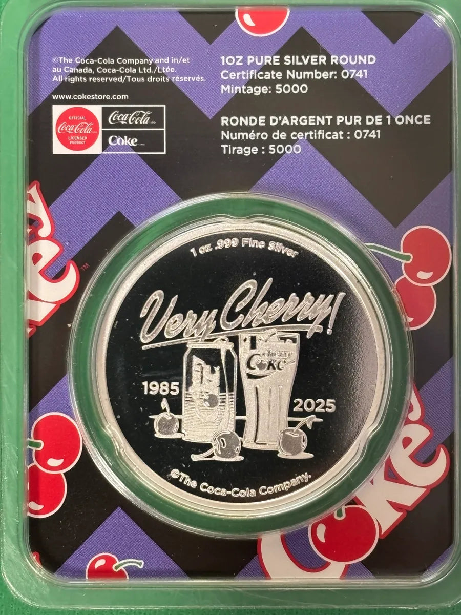 1oz .999 Silver Cherry Coke Round In TEP