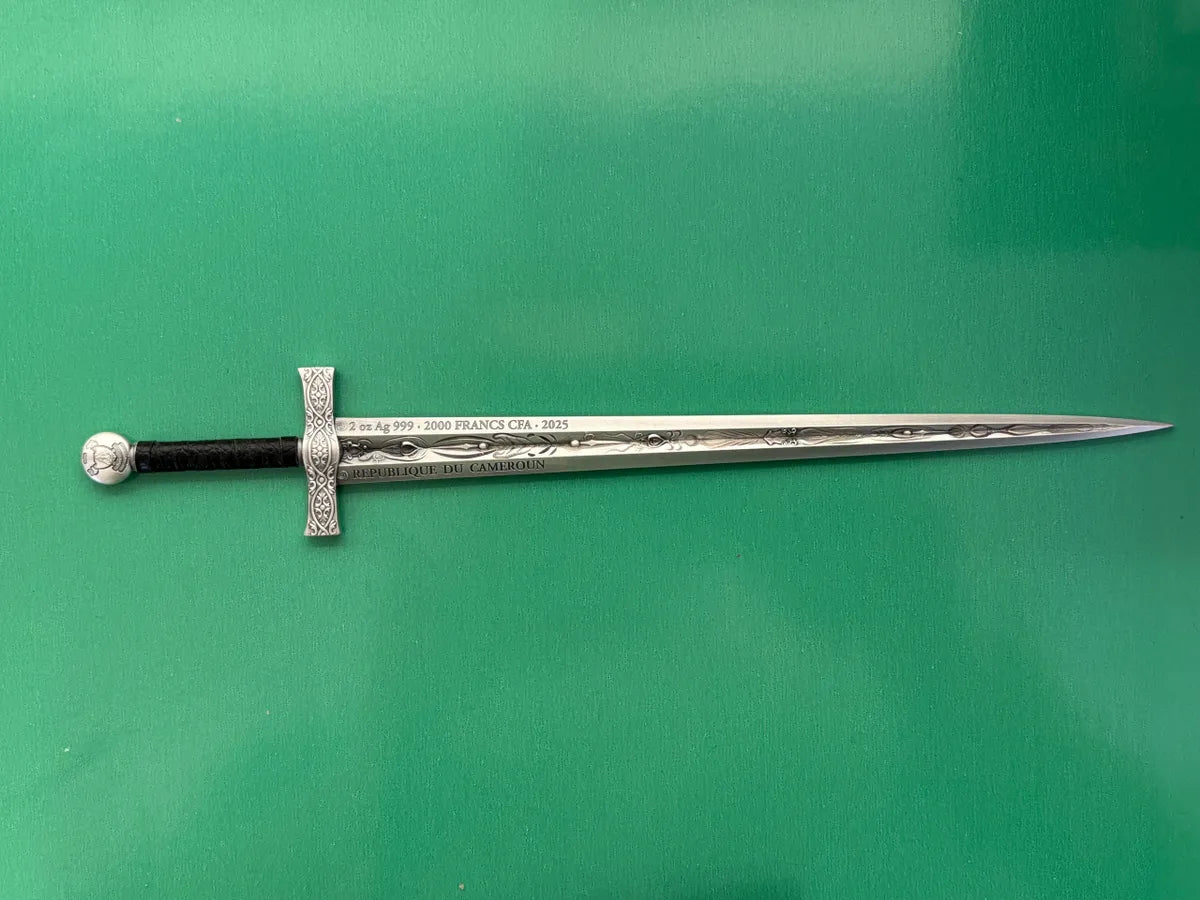 2oz .999 Silver Excalibur Sword Shapped Coin With UV Effect