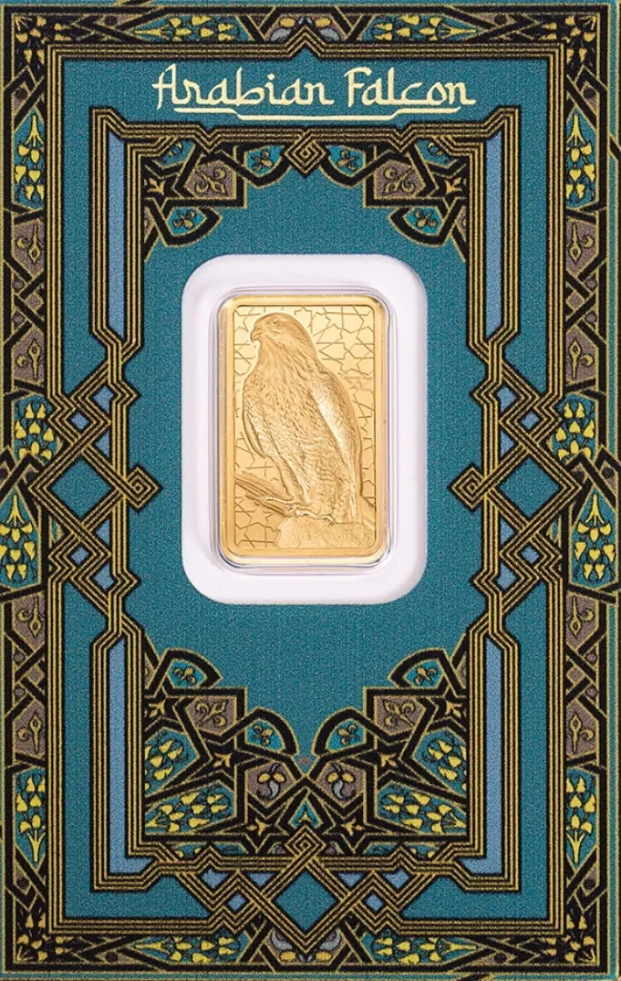 5g 9999 Gold Pamp Bar Arabian Falcon